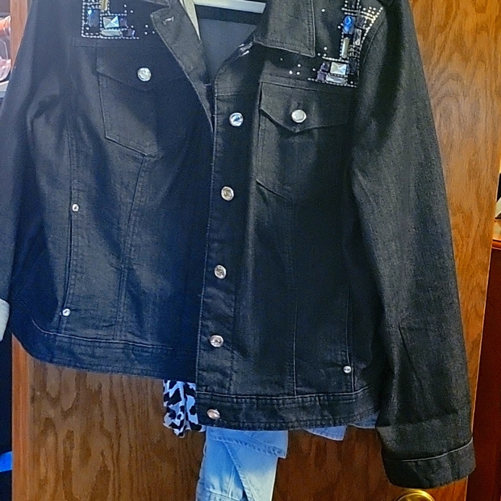 CHICOS  Jean jacket with beading